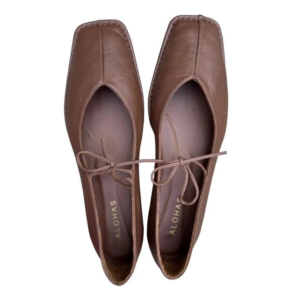 Boho Coquette Balletcore Alohas Sway Square Toe Flats Chocolate Brown - 40 / 9